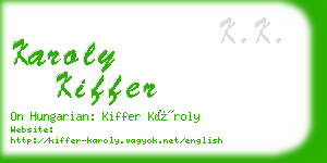 karoly kiffer business card